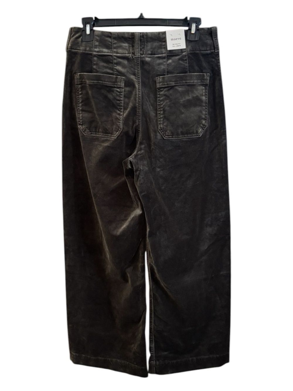 Maeve/Anthropologie The Colette Full-Length Wide Leg Velvet Pants in Army 29 NWT - Picture 6 of 12